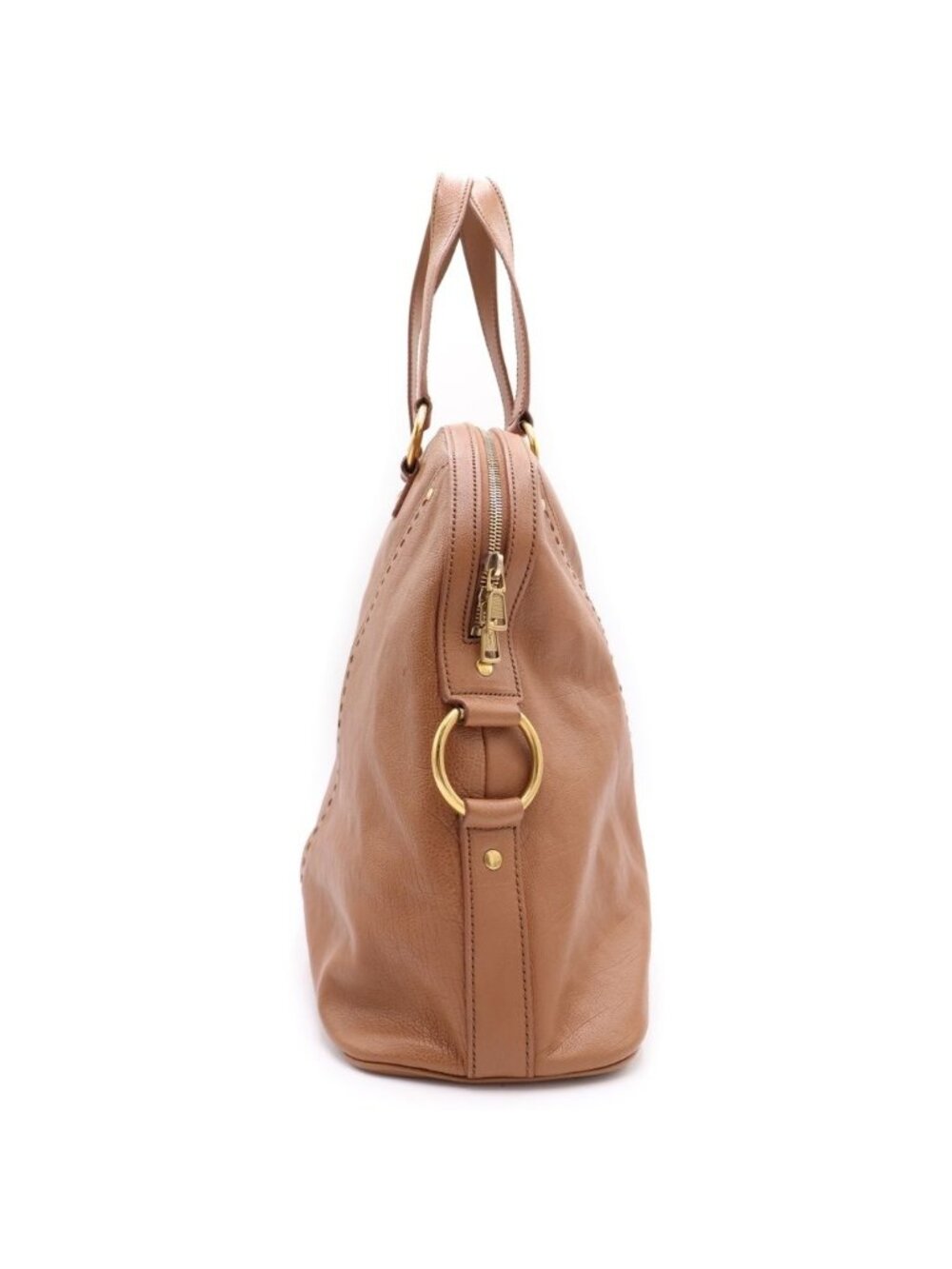 Saint Laurent Boston Bag Brown Leather Gold - Picture 3 of 6